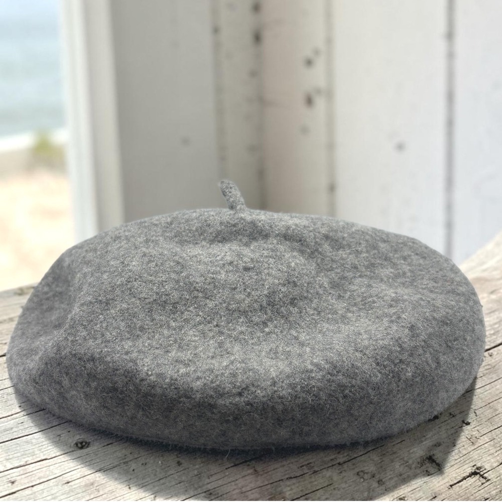 Beret Akira Grey 90% Wool Hat Twee Jazz Poet French Girl Soft Coquette Preppy